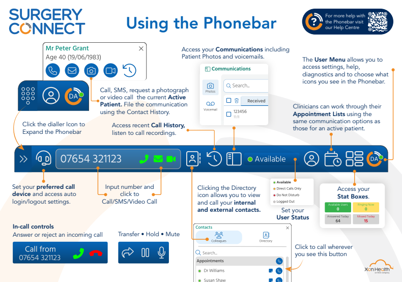 Document preview of the Phonebar prompt card, featuring a blue branded header layout with step-by-step user instructions.