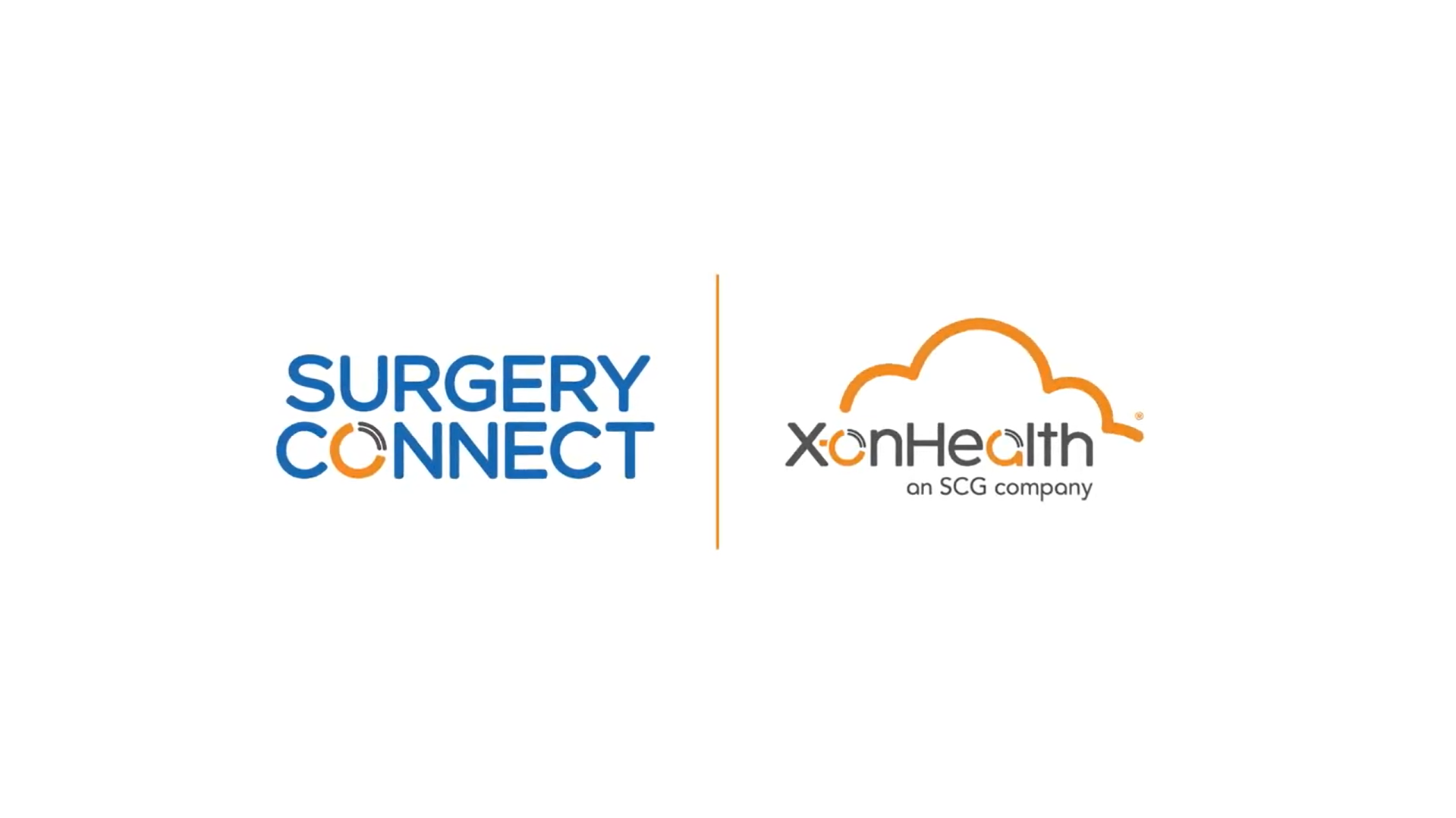 **Surgery Connect and XonHealth logos side-by-side, separated by a vertical orange line.**
