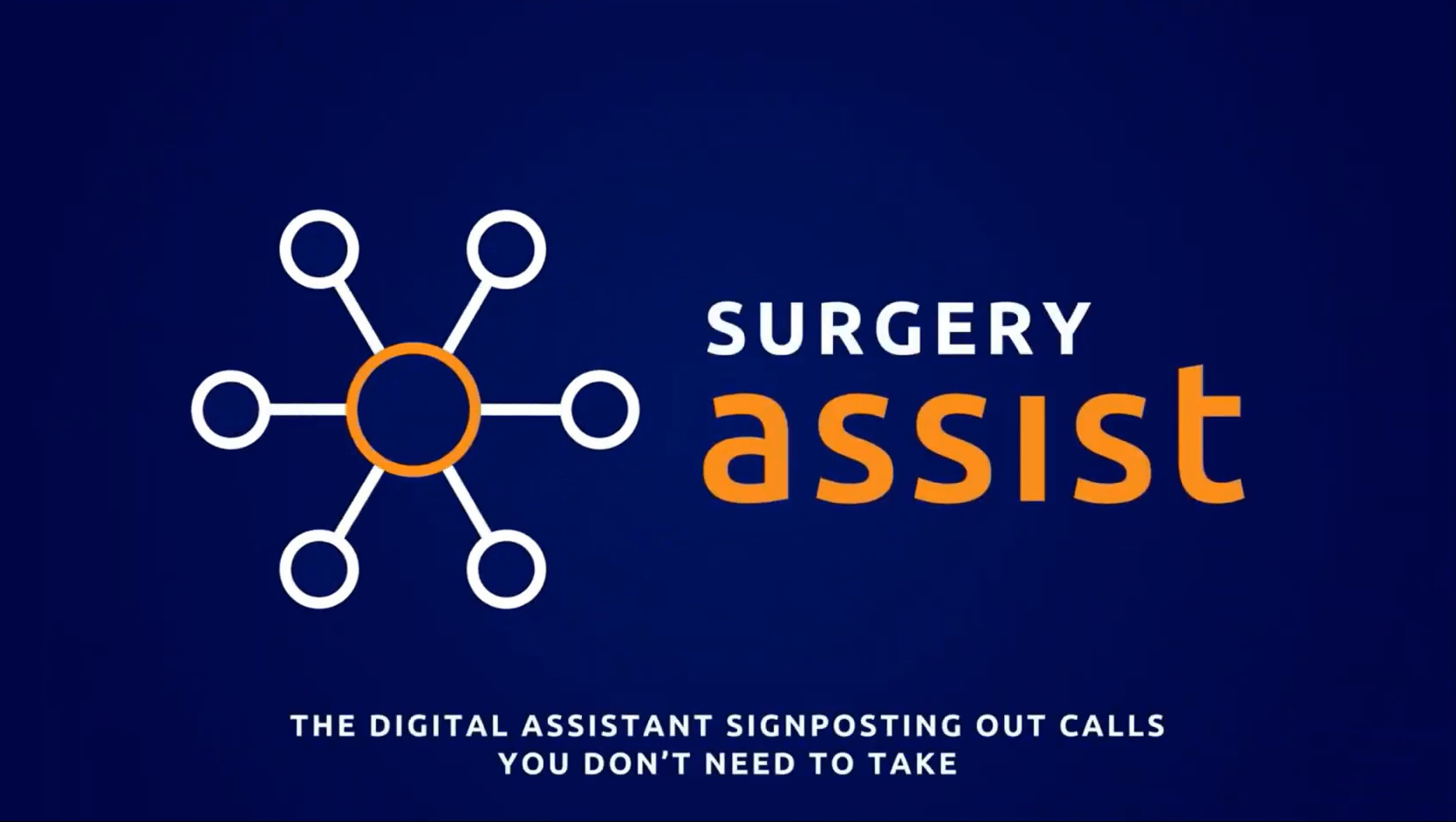 Logo for Surgery Assist, featuring a network icon beside text and a short tagline.