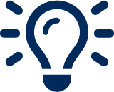 Blue glowing lightbulb icon representing an idea or inspiration.